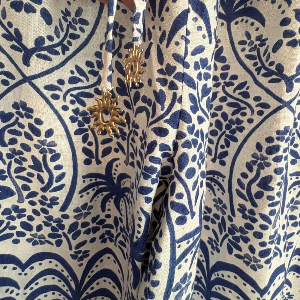 Rachel Zoe tropical print wide-leg linen blend Pants.  NWT Festival Flowy Medium - Picture 6 of 10